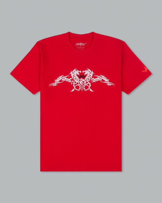 Tribal Dragon Tee. Red.