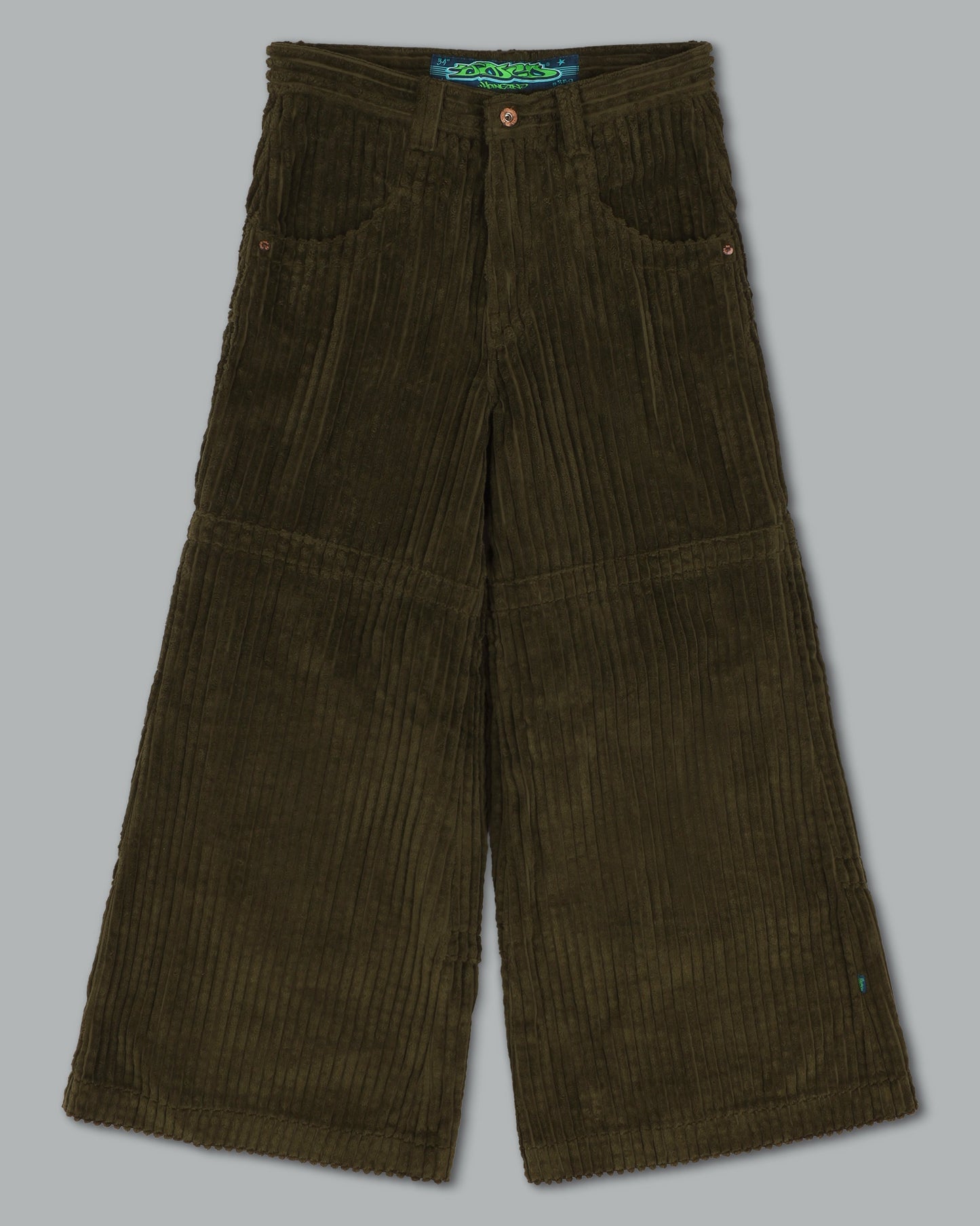 Hangin'. 34". 2 Wale Corduroy. Moss.