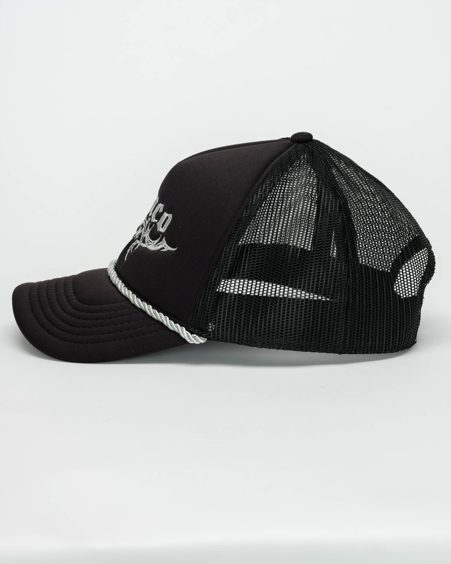 Tribal Trucker Hat. Black/ Silver.