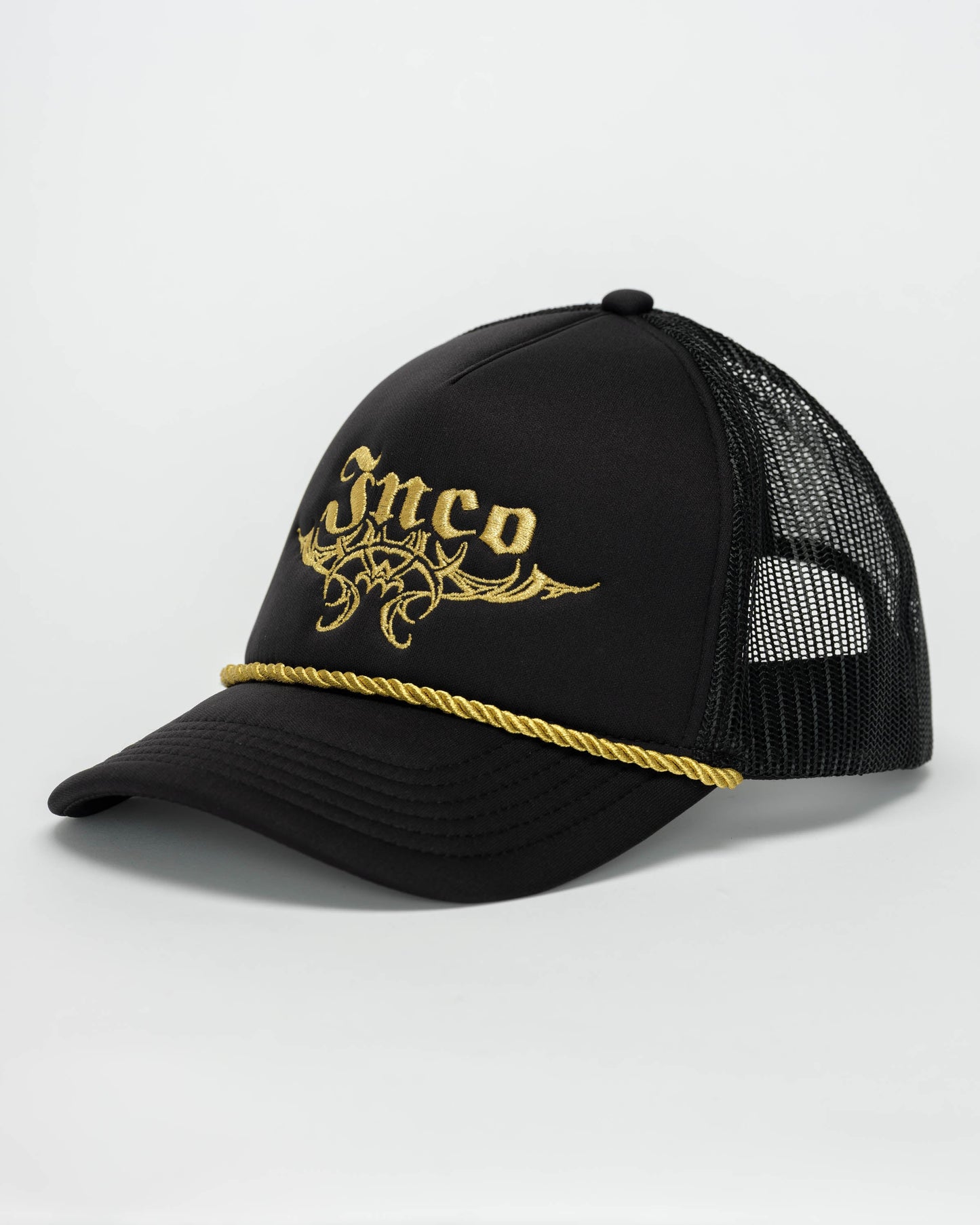 Tribal Trucker Hat. Black/ Gold.