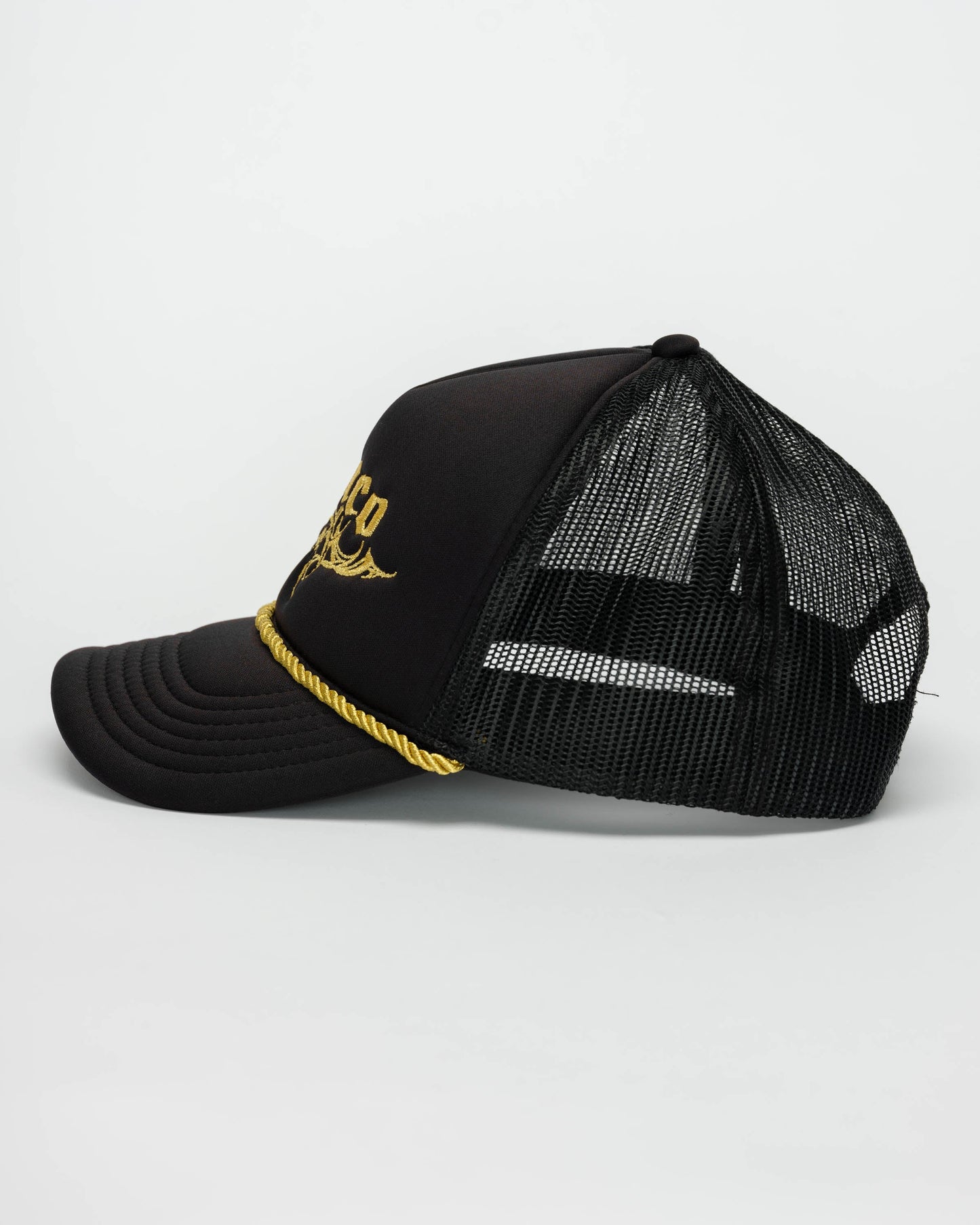 Tribal Trucker Hat. Black/ Gold.