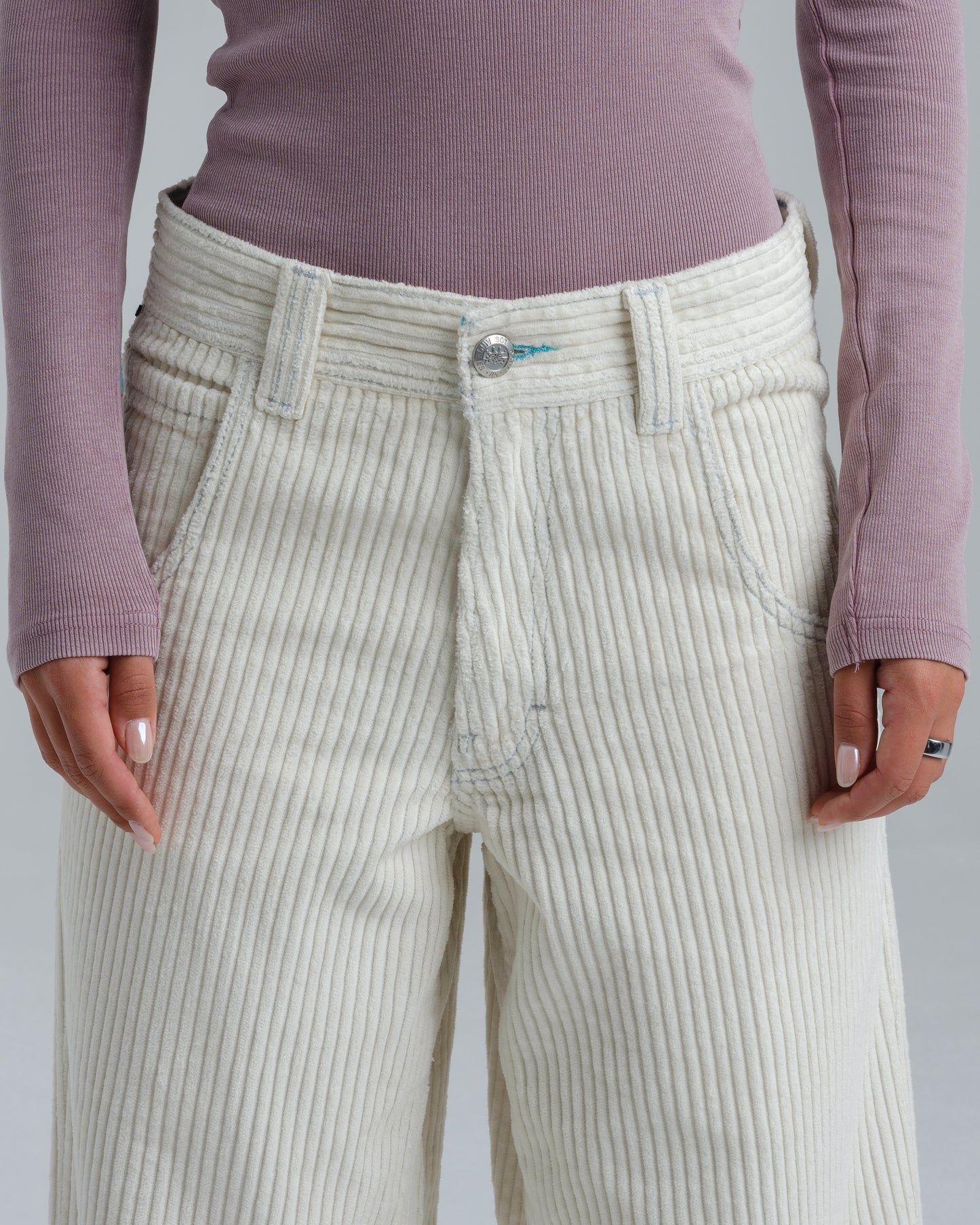 W1179 Easy Wide Pipes. 23". 4 Wale Corduroy. Tofu.