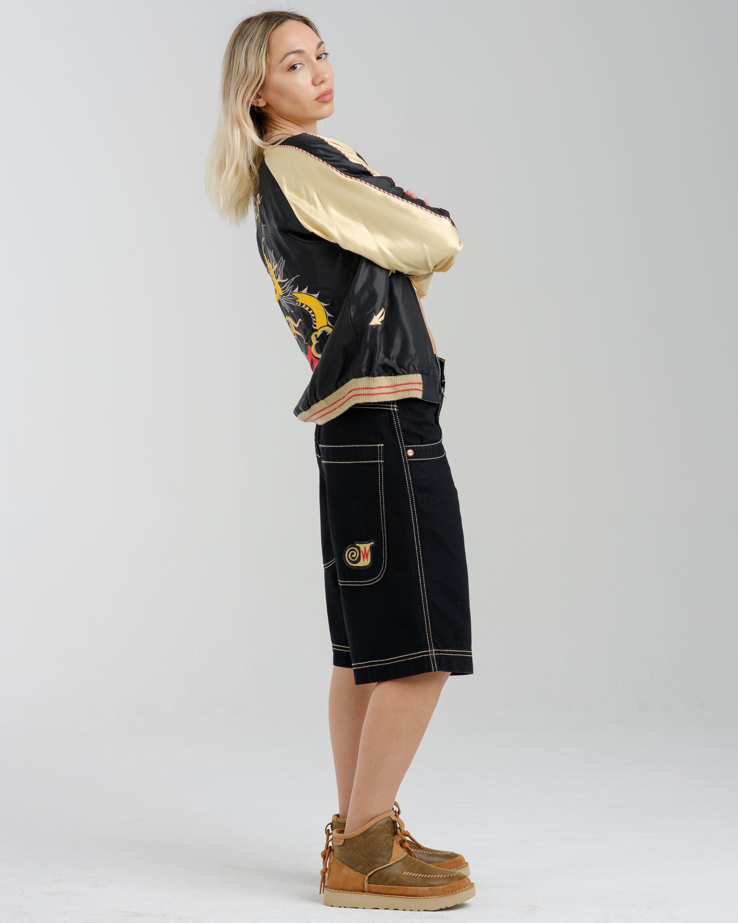 W101 Twin Cannon Shorts. 14". Black/Gold J.