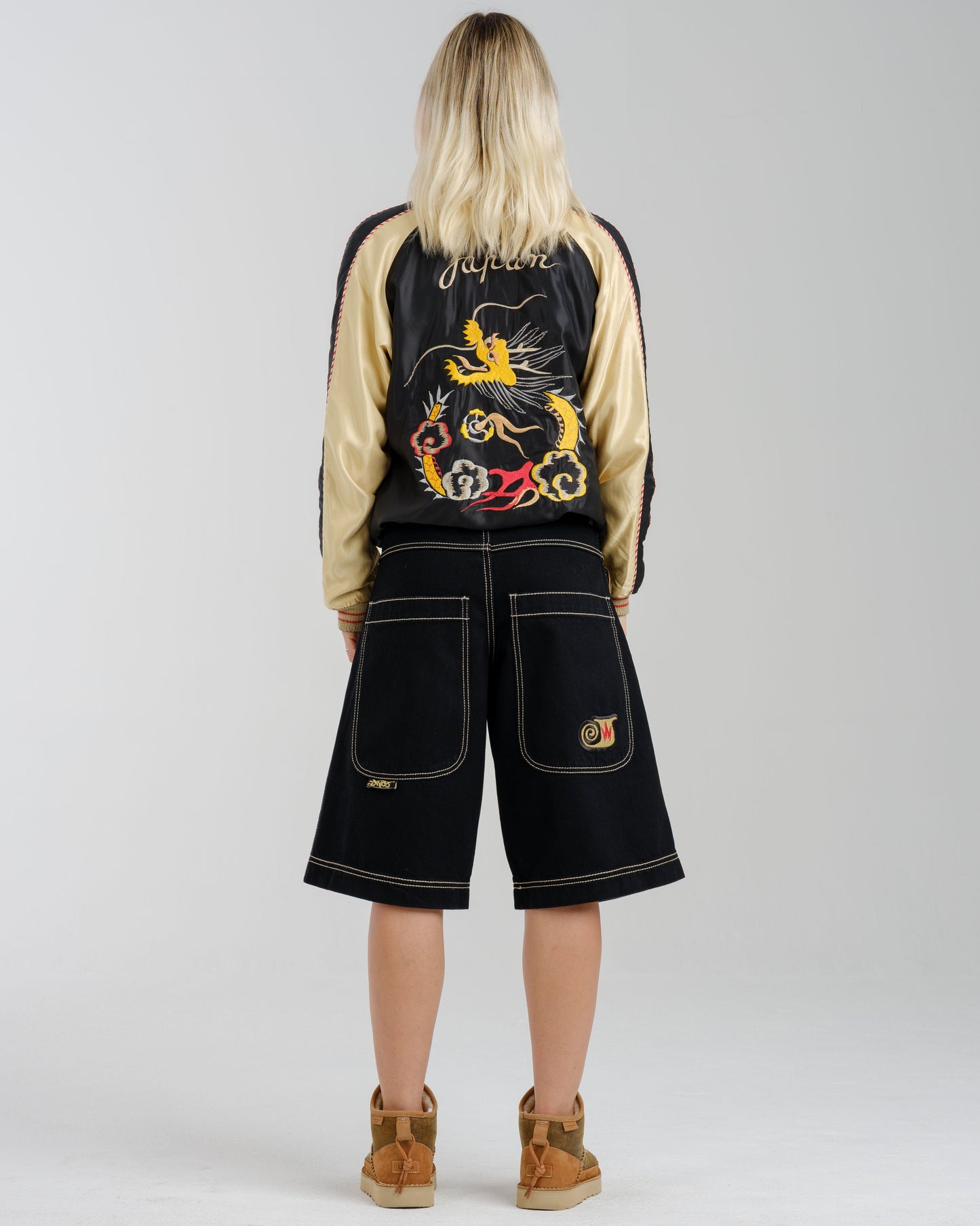 W101 Twin Cannon Shorts. 14". Black/Gold J.