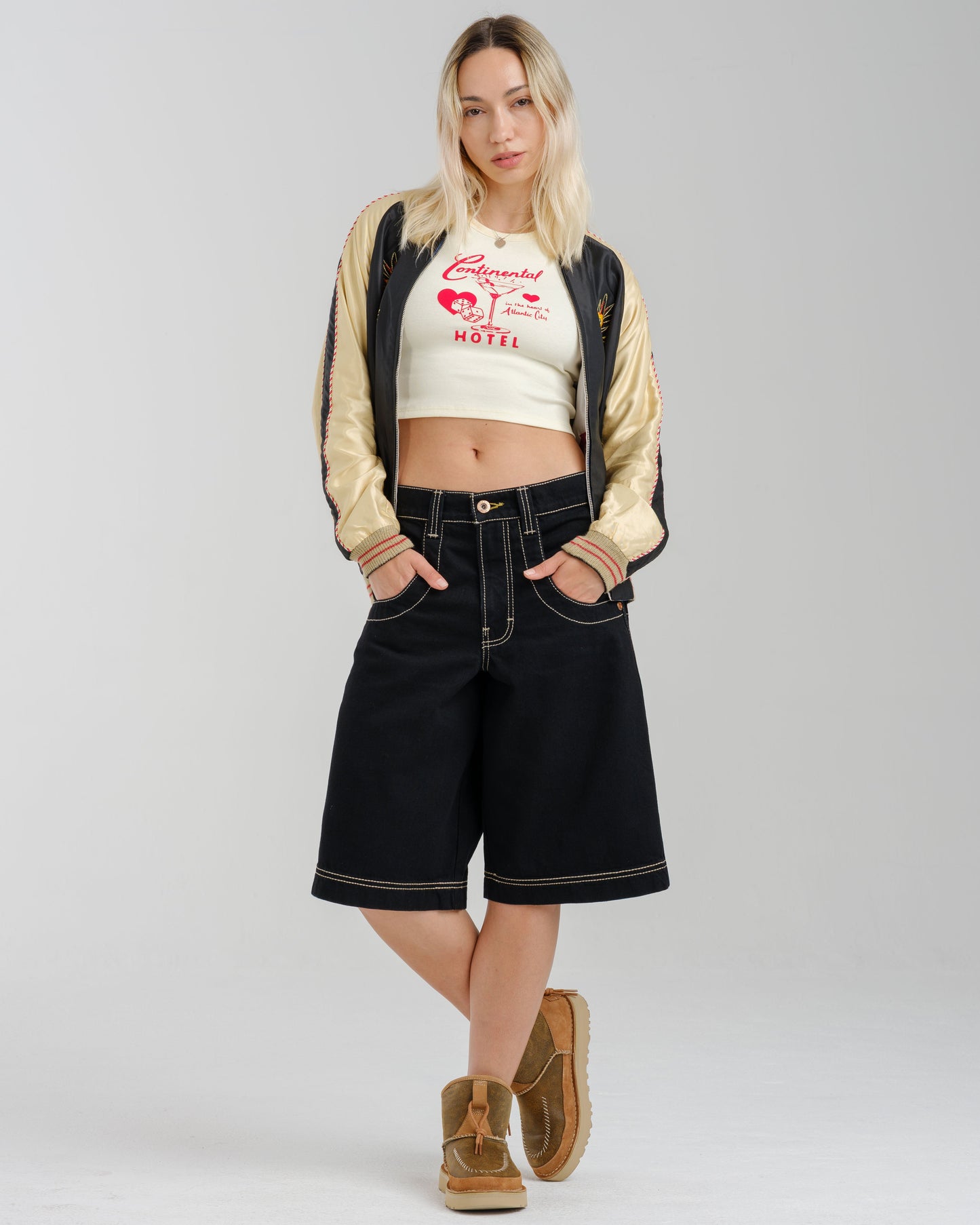 W101 Twin Cannon Shorts. 14". Black/Gold J.