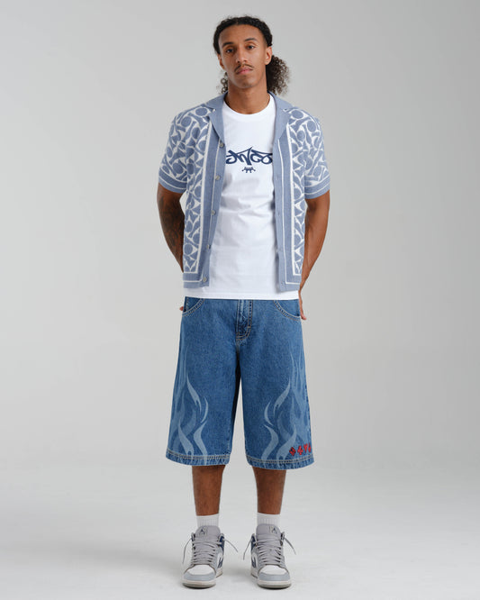 Rising Flames Shorts. 15" Inseam. Dark Stone.